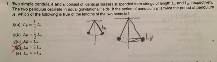 Solved 1. Two simple pendula A and B consist of identical | Chegg.com