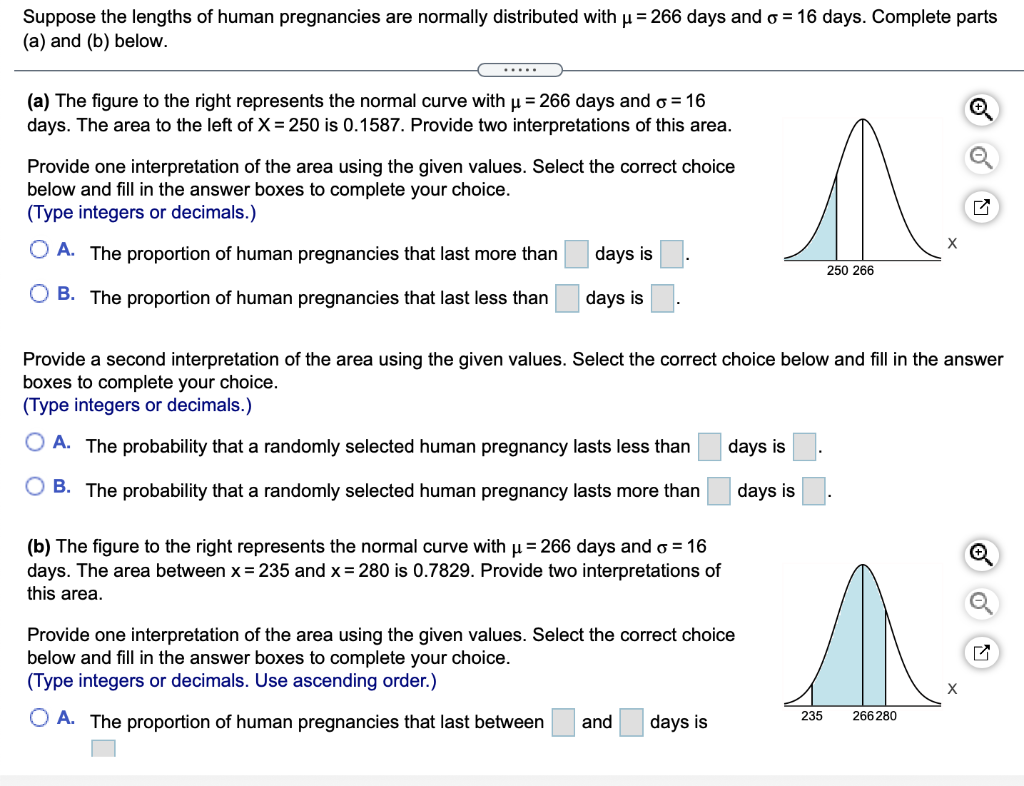 Solved Suppose The Lengths Of Human Pregnancies Are Normally | Chegg.com