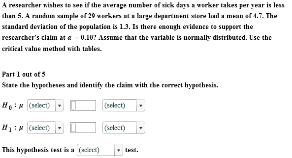 Solved A researcher wishes to see if the average number of | Chegg.com