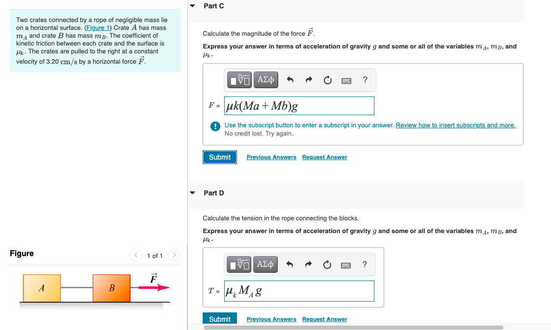 Solved Part C Two Crates Connected By A Rope Of Negligible | Chegg.com