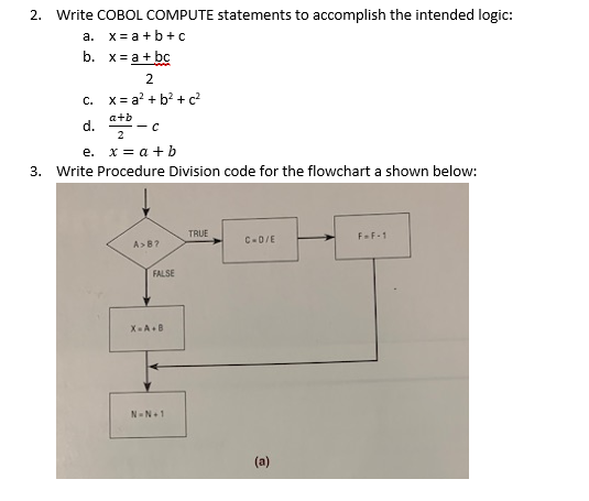 Solved a. 2. Write COBOL COMPUTE statements to accomplish | Chegg.com