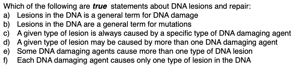 Solved Which of the following are true statements about DNA | Chegg.com