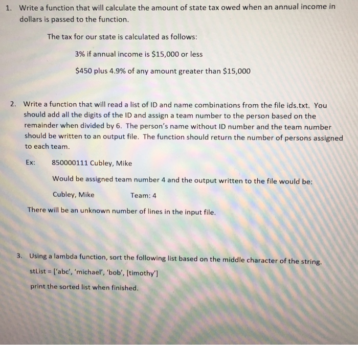 Solved Write a function that will calculate the amount of | Chegg.com