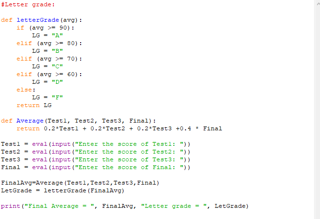 Python: How do I add a “Final Grade” converter in my Grading System  Calculator - Stack Overflow