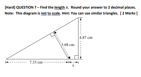 Solved [Hard] QUESTION 7 - Find the length x. Round your | Chegg.com