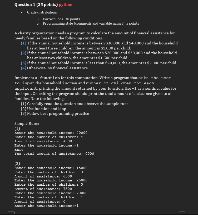 Solved Question 1 (35 points) python - Grade distribution: - | Chegg.com