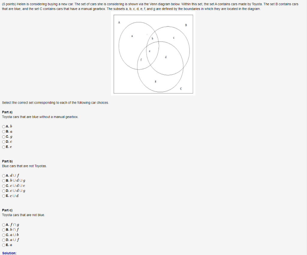 Helen is considering buying a new car. The set of | Chegg.com