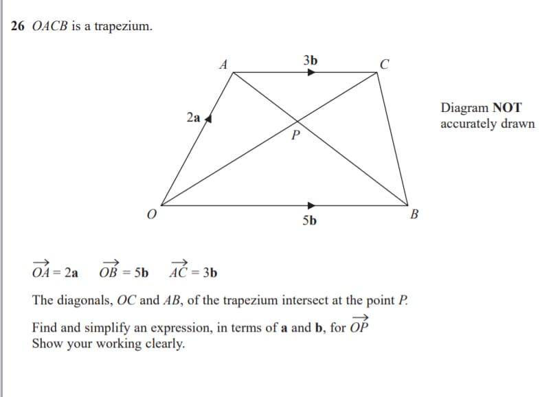 Solved 26 OACB is a trapezium. A 3b C 2a Diagram NOT | Chegg.com