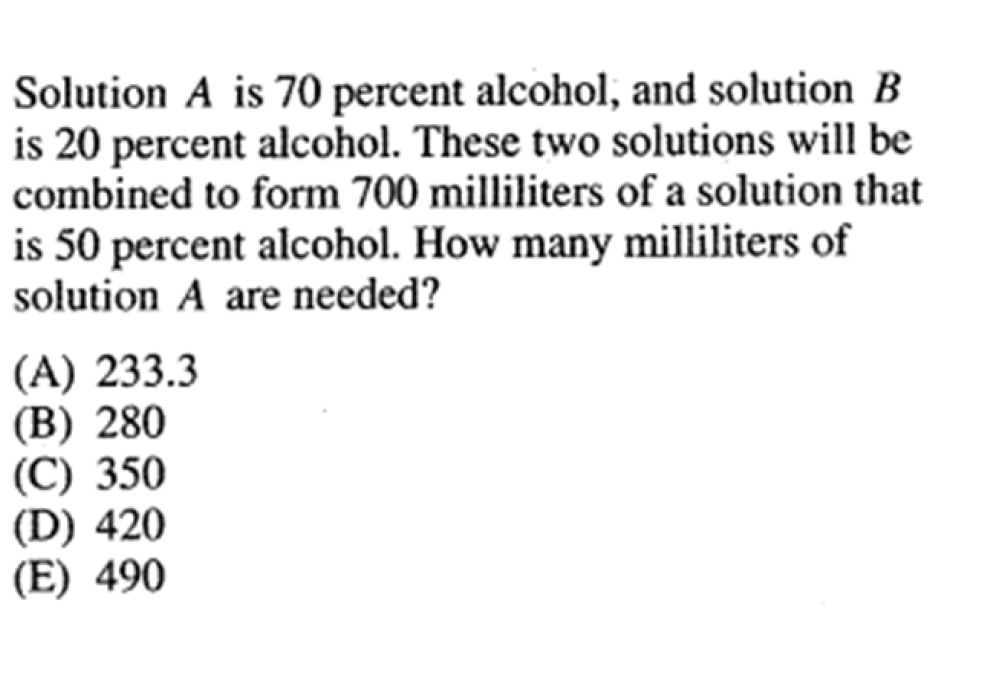 Solved Solution A is 70 percent alcohol, and solution B is | Chegg.com