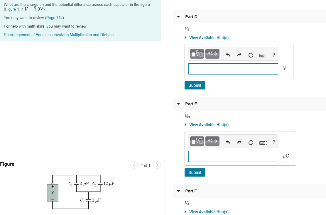 Solved What are the charge on and the potential difference | Chegg.com