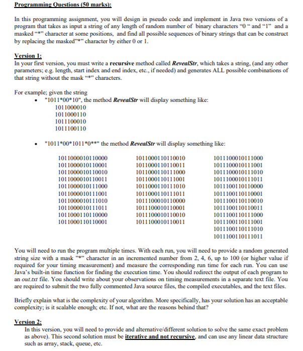 Solved Programming Questions (50 marks): In this programming | Chegg.com
