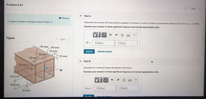 Solved Problem 6.57 Part A Review A beam is shown in the | Chegg.com