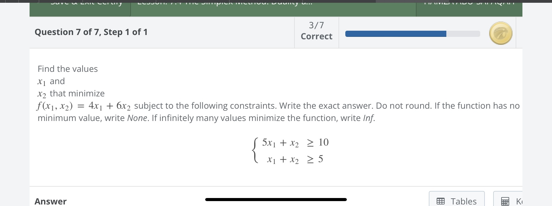 Solved Find the values x1 and x2 that minimize