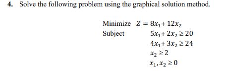 Solved 4. Solve The Following Problem Using The Graphical | Chegg.com