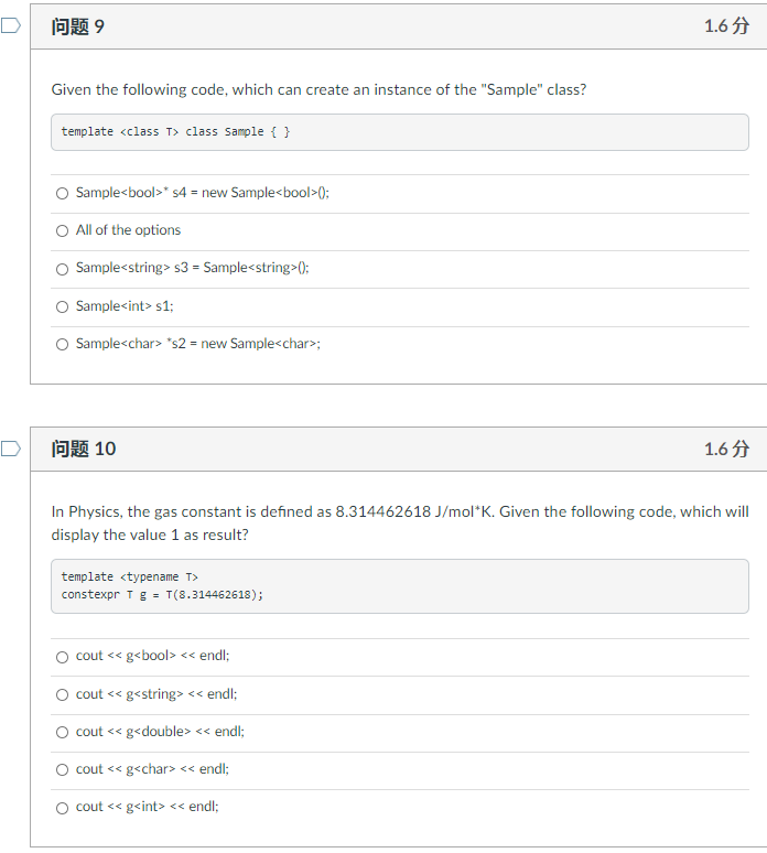 Solved 问题3 1.6 Given the following code, the output is - | Chegg.com