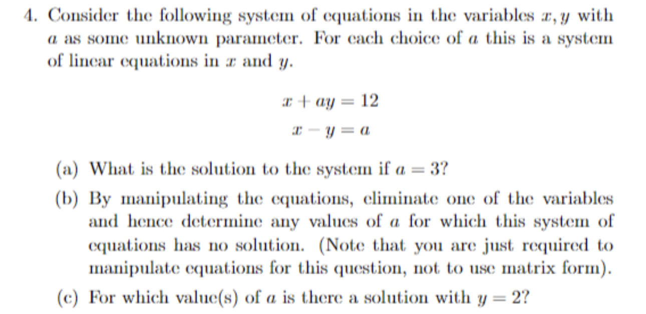 Solved 1. Consider the following system of equations in the | Chegg.com