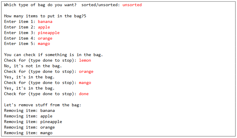 Solved The interface IBag represents a collection of things. | Chegg.com