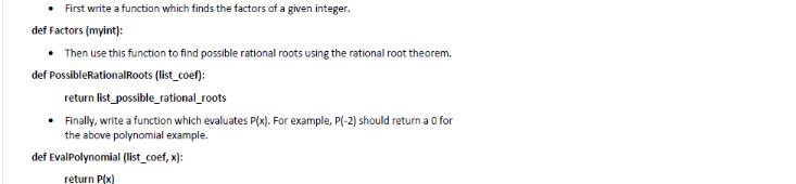 Solved First write a function which finds the factors of a | Chegg.com