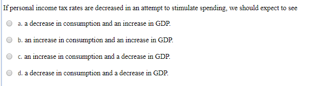 Solved If Personal Income Tax Rates Are Decreased In An Chegg Solved If Personal Income Tax Rates Are Decreased In An Chegg