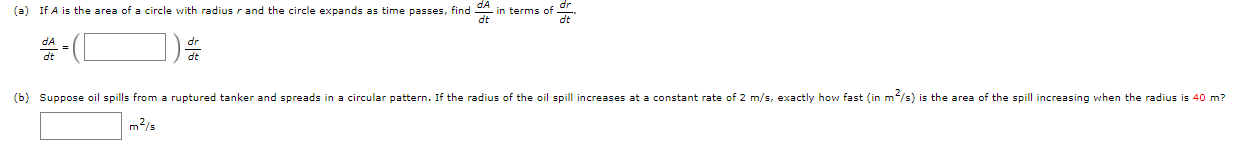 Solved (a) If A is the area of a circle with radius r and | Chegg.com