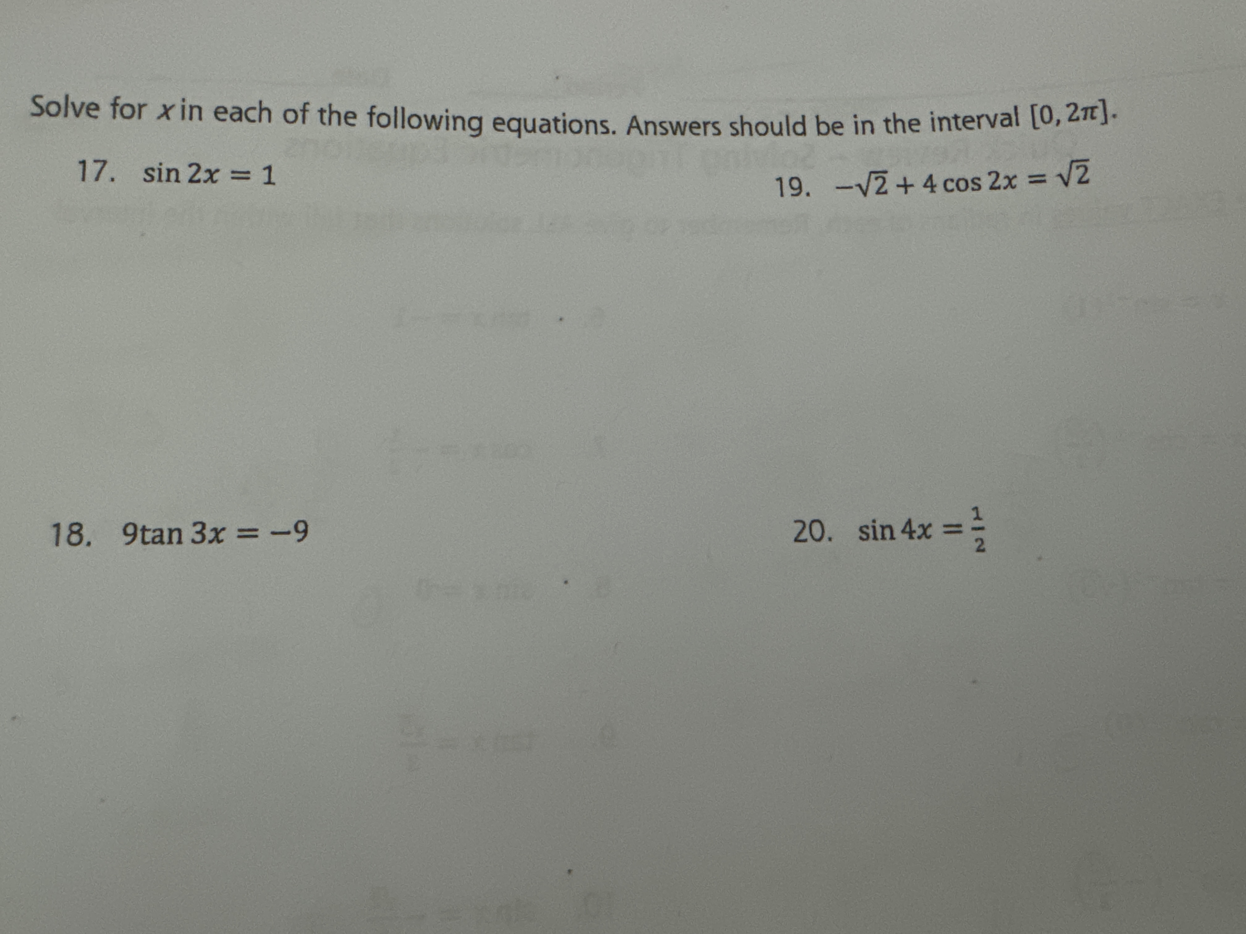 Solved Solve for x ﻿in each of the following equations. | Chegg.com