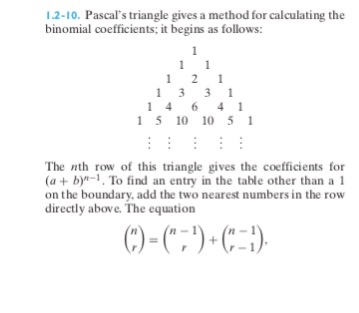 Solved 1.2 10. Pascal s triangle gives a method for Chegg