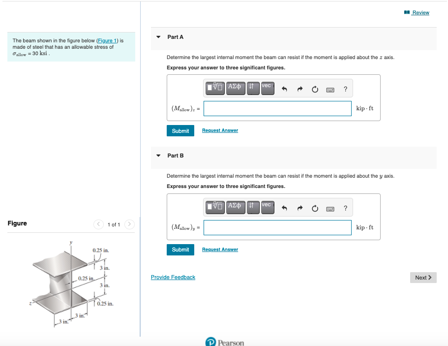Solved Review Part A The beam shown in the figure below | Chegg.com