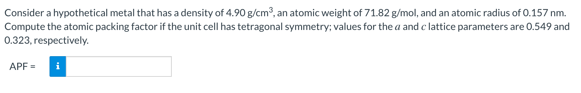 Solved A hypothetical metal has an orthorhombic unit cell | Chegg.com
