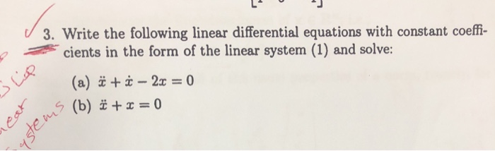 Solved 3. Write the following linear differential equations | Chegg.com
