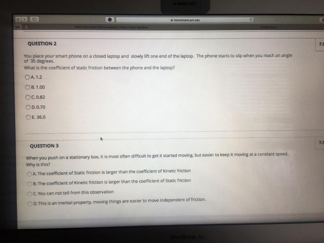 Solved blackboard.unir.edu cand intriction in Khan Academy