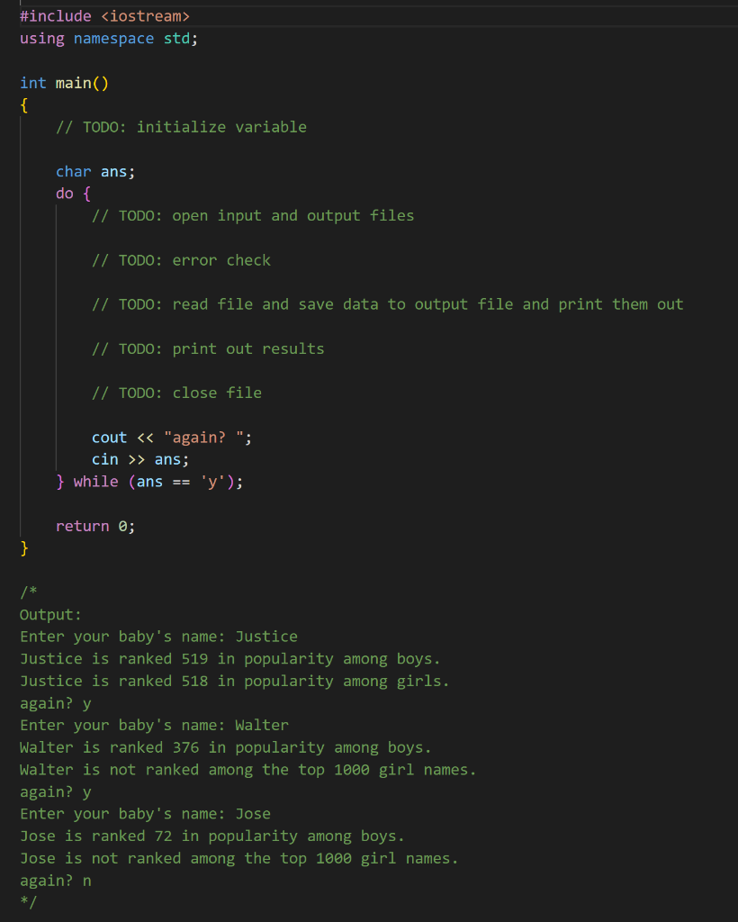 Solved Please use C++ to solve the problem. What you need to | Chegg.com