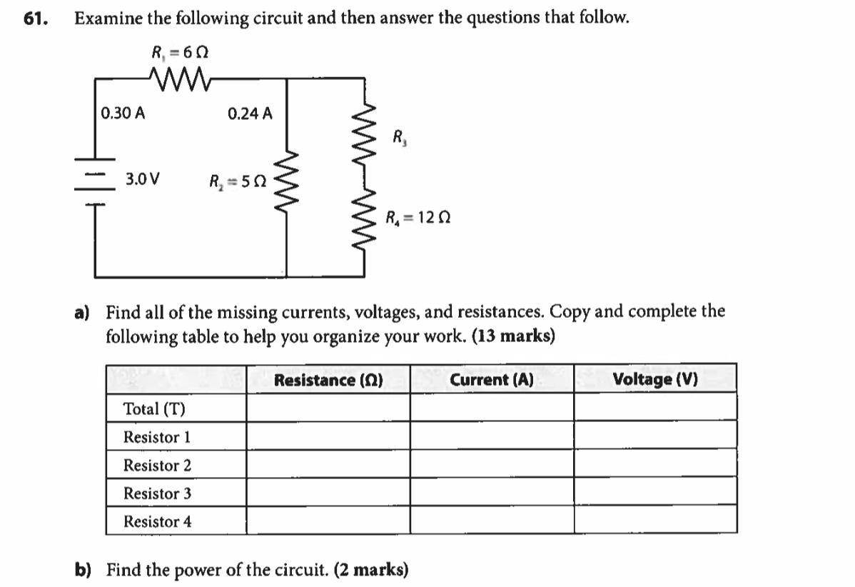 Solved 61. ﻿Examine the following circuit and then answer | Chegg.com