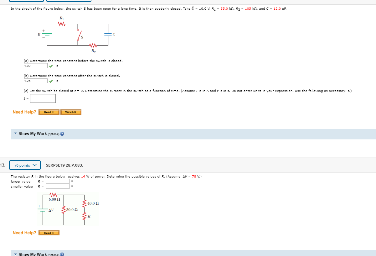 Solved In the circuit of the figure below, the switch S has | Chegg.com