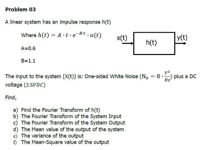 Solved Problem 03 A linear system has an impulse response | Chegg.com