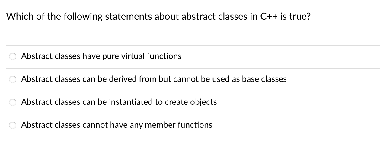 Solved Which Of The Following Statements About Abstract | Chegg.com