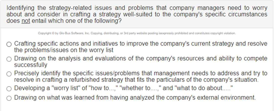 Solved Identifying the strategy-related issues and problems | Chegg.com