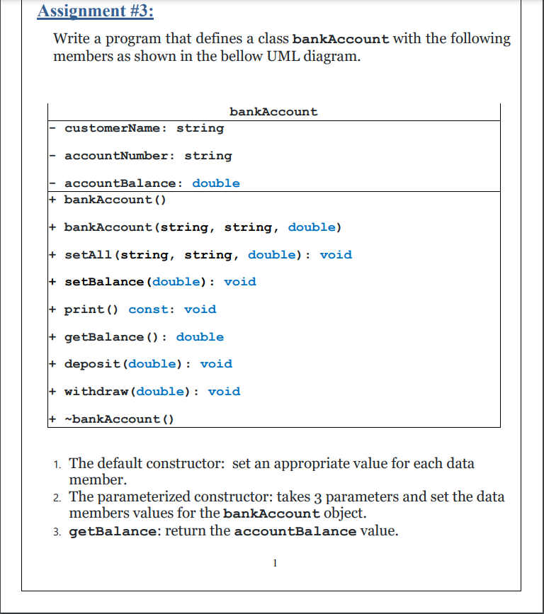 Solved Assignment #3: Write a program that defines a class | Chegg.com