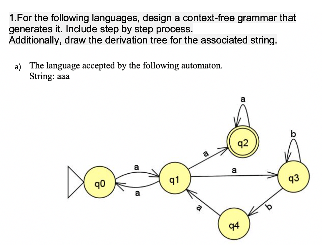Solved 1.For the following languages, design a context-free | Chegg.com