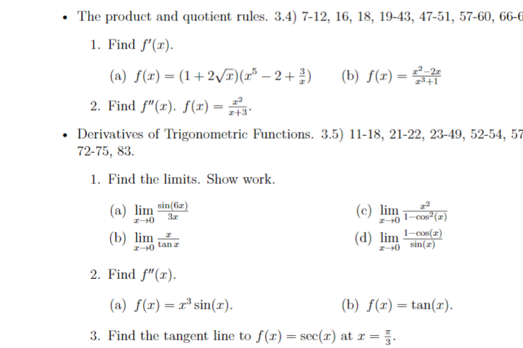 Solved 3.4 - 3.5 calculus 1 review sheet and please do all | Chegg.com