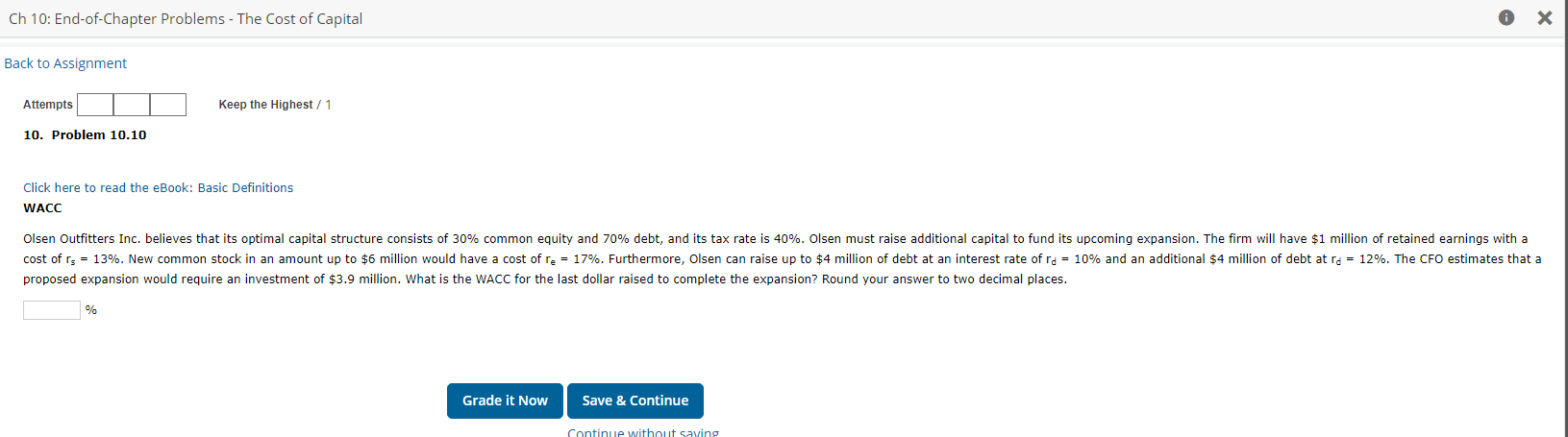 Solved Ch 10: End-of-Chapter Problems - The Cost of Capital | Chegg.com