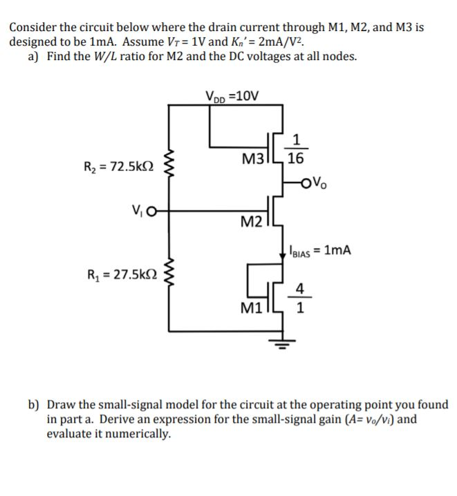 Solved Consider the circuit below where the drain current | Chegg.com