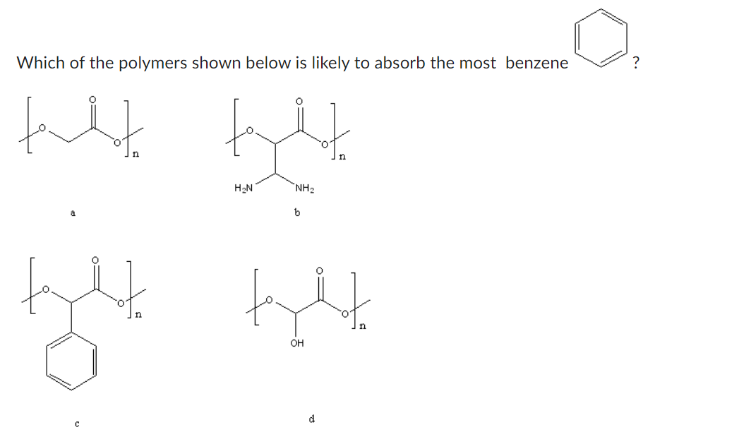 Solved Which of the polymers shown below is likely to absorb | Chegg.com
