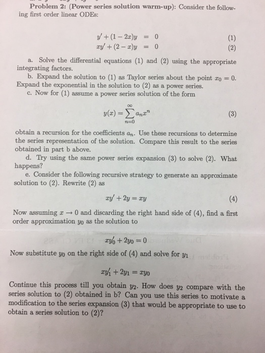 Solved Consider the following first order linear ODEs: y' + | Chegg.com