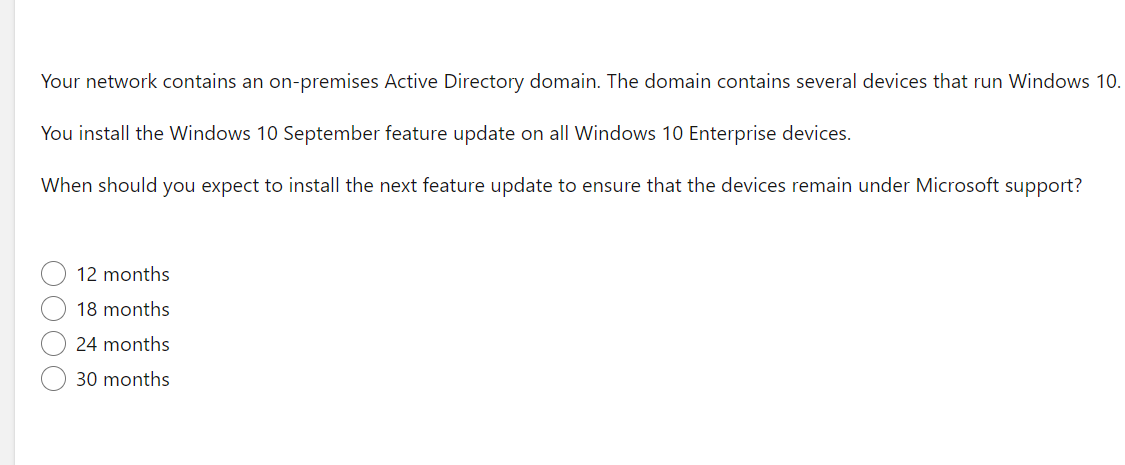 Your network contains an on-premises Active Directory domain. The domain contains several devices that run Windows 10
You ins