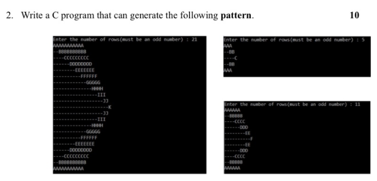 Solved 2 Write A C Program That Can Generate The Following