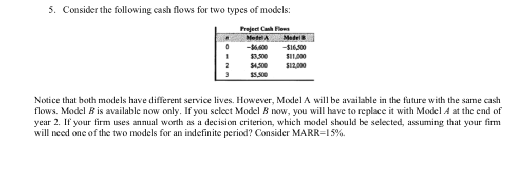 Solved 5. Consider The Following Cash Flows For Two Types Of | Chegg.com