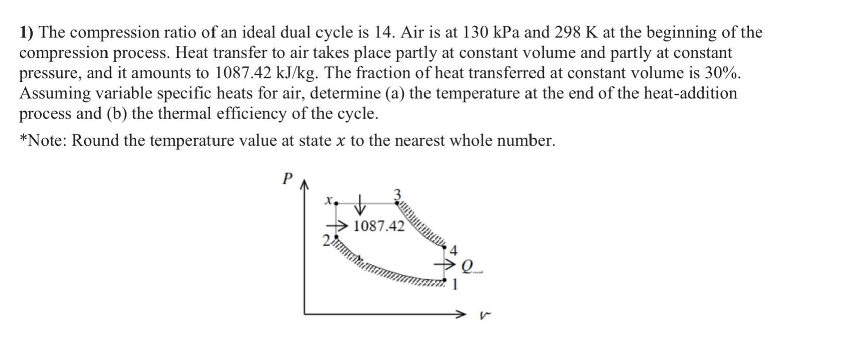 Solved 1) The compression ratio of an ideal dual cycle is | Chegg.com