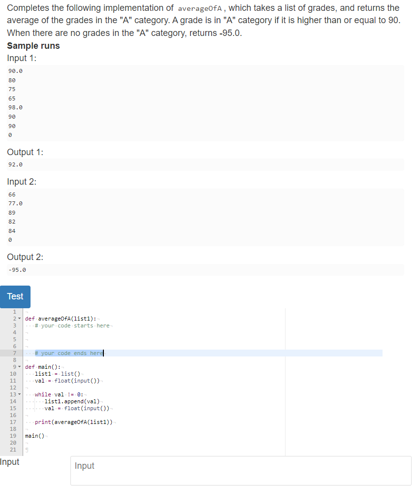 Solved Completes the following implementation of averageofa, | Chegg.com