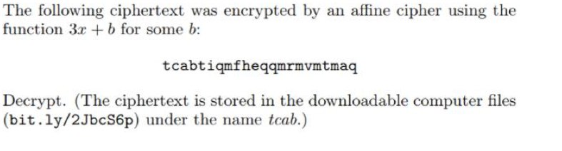Solved The following ciphertext was encrypted by an affine | Chegg.com