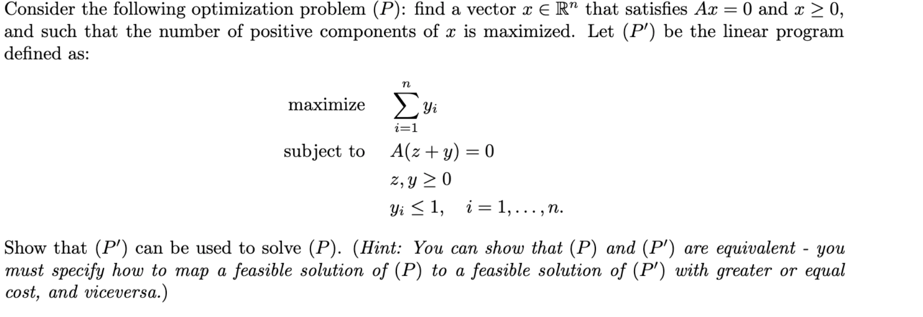 Solved Consider The Following Optimization Problem (P) : | Chegg.com